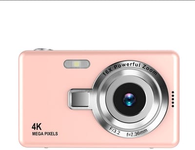 Digitale Camera – 4K Autofocus 50MP Kinder Camera – 16X Zoom – Flits – Anti-trillingsfunctie – Compacte Draagbare Digitale Camera – Klein en Klaar voor Gebruik – Geschikt voor Kinderen, Volwassenen en Beginners