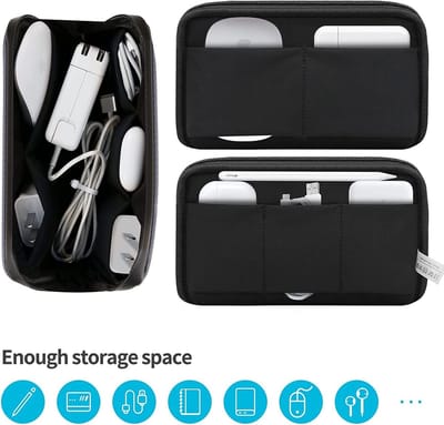 Famanu Kleine kabelorganisatortas,waterdicht,voor reizen, voor onderweg,voor USB-oplaadkabel, muislader,Accessoires,Opbergkabeltas voor werk,Camping,Grijs