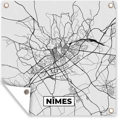 Tuin poster Stadskaart - Frankrijk - Kaart - Nîmes - Plattegrond - 200x200 cm - Tuindoek