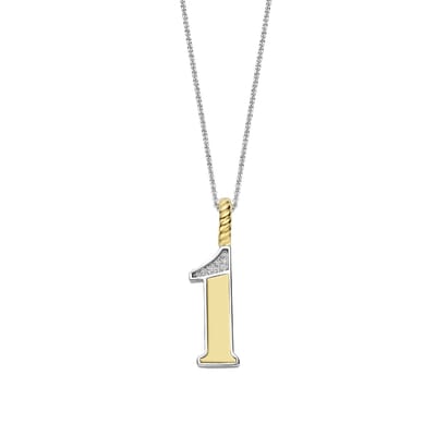 TI SENTO Dames Hanger - 925 zilver - Cijfer 1 - Zirkonia met geel verguld - 6841ZY_1
