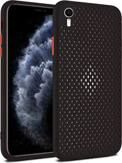 Smartphonica iPhone Xr siliconen hoesje met gaatjes - Zwart geschikt voor Apple iPhone XR
