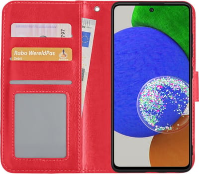 Hoes - Met Pasjeshouder - Geschikt voor Samsung Galaxy A52s 5G - Luxe Bookcase Portemonee - Flip Case - Kunstleer Book Case - Flipcase - Book Cover - Walletcase - PortemonneeHoes - Rood