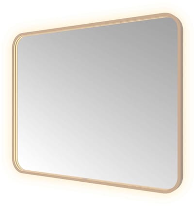 Hotbath &More SSQ180 Soft Square spiegel 100x80cm met verlichting, spiegelverwarming, kleurwissel, dimbaar en afstandsbediening geborsteld koper PVD