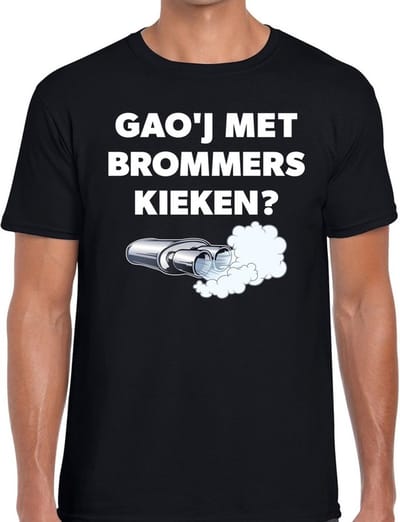 Gao'j met brommers kieken? t-shirt - zwart festival Achterhoeks shirt voor heren S