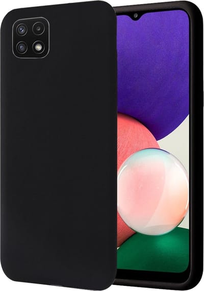 Hoesje geschikt voor Samsung Galaxy A22 5G - Matte Back Cover Microvezel Siliconen Case Hoes Zwart
