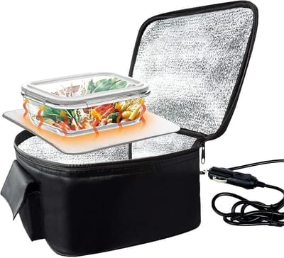 Draagbare lunchwarmer, voedselverwarmer voor de auto, draagbaar met 12 V-verwarming, snel opwarmen, lekvrije voedselverwarmer,
