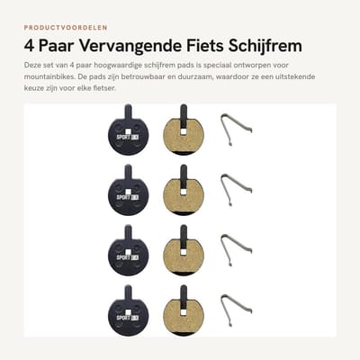 Dailygoods- Schijfrem Pads Hoogwaardige Materialen - Remblokken Fiets - Vervanging - Compatibel met JAK Zoom - 4 Stuks - Duurzaam