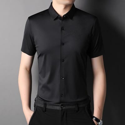 Zomer Nieuwe Heren Shirts met Korte Mouwen Casual Strijkvrij Revers Heren Tops XXXXL