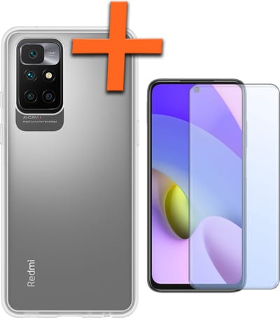 Hoes - Met Screenprotector - Geschikt voor Xiaomi Redmi 10 2022 - Sterk & Shockproof - Back Cover - Siliconen Case - Telefoon Hoes - Transparant