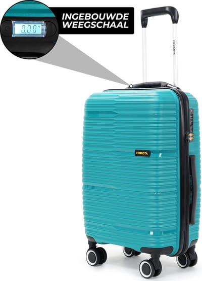 Fourota Handbagage Koffer met Weegschaal – Nooit Overbagage – TSA Slot – 56x35x22 – Lichtgewicht – 360° Wielen – Koraalblauw