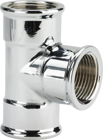 Viega T-stuk, Rp1 3/4, Rp2 3/4, Rp3 3/4 messing, verchroomd Model 1622, 111762