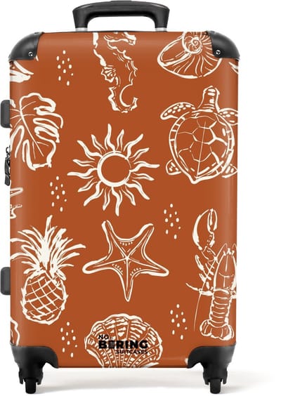 NoBoringSuitcases.com - Grote koffer - Zeedieren en zomer illustraties - Kinderkoffer geschikt voor jongen en meisjes - Reiskoffer met 4 wielen - Trolley op wieltjes - Rolkoffer groot kinderen - 72 liter - Ruimbagage valies 20kg