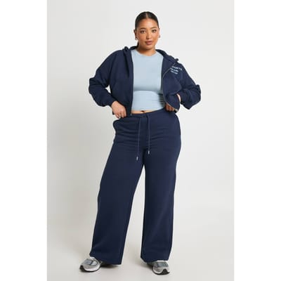 boohoo Dames Plus Joggingbroek met Wijde Pijpen | Marineblauw | Maat: 44
