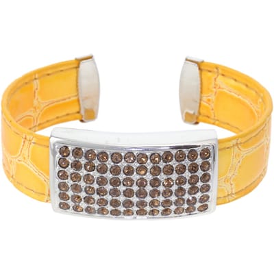 Behave – Armband dames smal – mosterdgeel krokodillenlook – retro chic