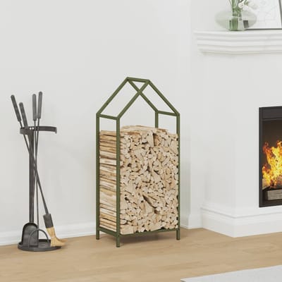 vidaXL - Brandhoutrek - 40x25x90 - cm - koudgewalst - staal - olijfgroen