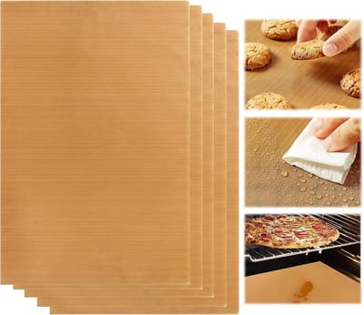 Famanu – BBQ-grillmat - set van 5 - 30 x 40 cm - anti-aanbak - bakmat - bakpapier - grillmat - herbruikbare grillmat voor gasgrill - houtskool en oven