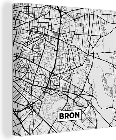 Canvas Schilderij Frankrijk - Bron - Stadskaart - Plattegrond - Kaart - 20x20 cm - Wanddecoratie
