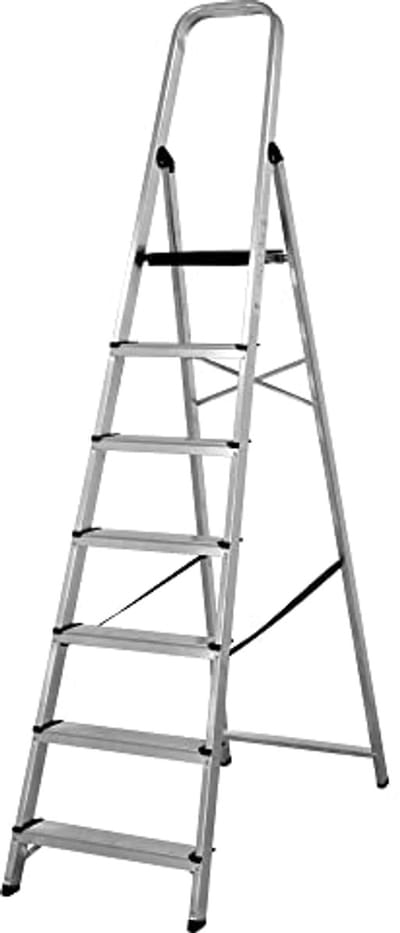 Opvouwbare Aluminium Ladder met Handgreep - 7 Treden, Licht en Stabiel voor Huishoudelijk en Professioneel Gebruik