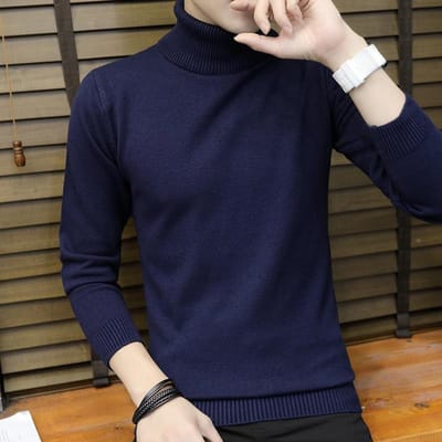 Winter Coltrui Heren Trui Koreaanse Versie Slim-fit Effen Kleur Gebreide Trui Heren Onderhemd Herenkleding XXXXL Vloot