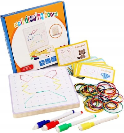Geobord - Elastiekspel - Whiteboard Spel - Tweezijdig - Motoriek - Montessori Speelgoed - Educatief Speelgoed - Sensorisch Speelgoed - Geometrische Vormen - Tangram - Figuren - Ruimtelijk Inzicht