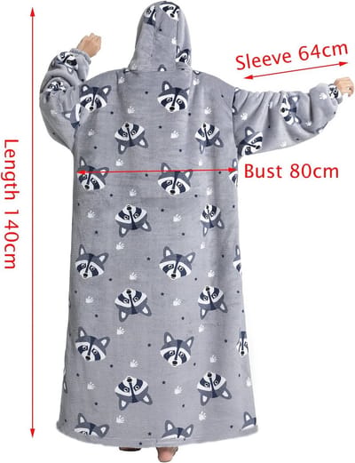 Extra Lange Oversized Deken-Hoodie voor Volwassenen en Tieners – Warm en Comfortabel Gemaakt van Pluizige Fleece
