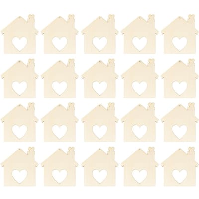 Huisvormig Onbewerkt Hout 20 stuks Huisvormige Houten Decoratie Hol Hart Ontwerp Huis Ambachten Decoratie Voor Verjaardag Thuisfeest white