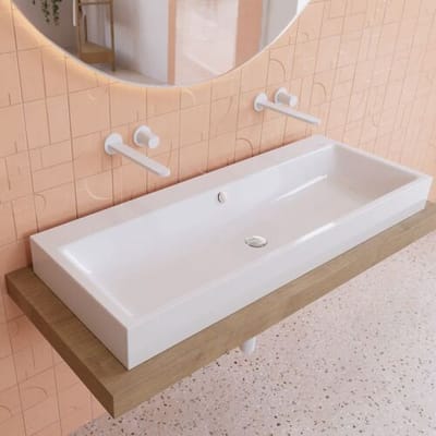 Kaldewei PURO countertop washbasin 3168 without tap hole, 120 cm, 907006003001