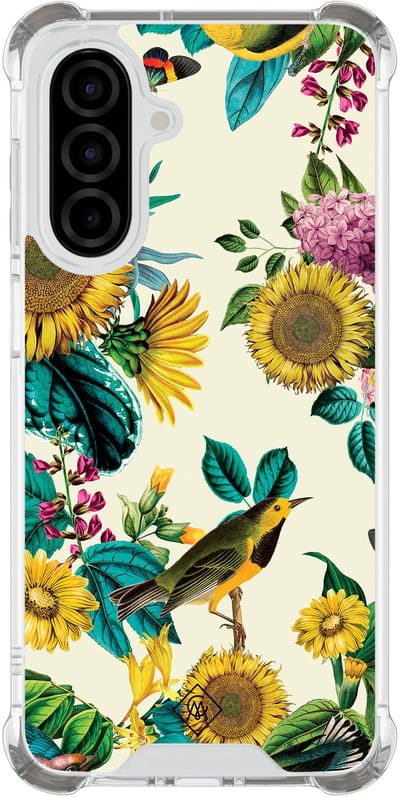 Casimoda® hoesje - Geschikt voor Samsung Galaxy A26 - Zonnebloemen / Bloemen - Shockproof case - Extra sterk - TPU/polycarbonaat - Multi, Transparant
