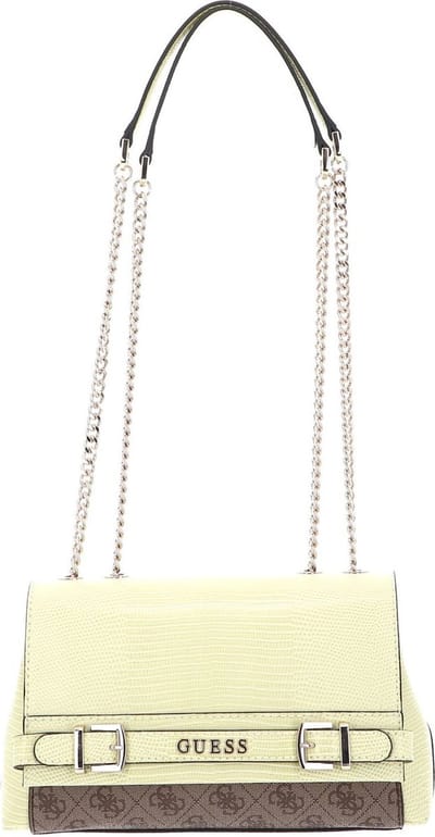 GUESS Schoudertas Sestri Logo Convertible Xbody Flap Bag Latte Logo / Pale Yellow Lichtgeel