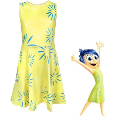 Film d'animation Vice-versa Joie Costume Cosplay Colère Peur Cos Tenues Pour Adultes Enfants Halloween Performance Scénique 110&Inside Out2 yellow