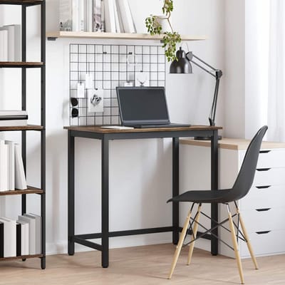 vidaXL - Tafel - Rook - Eiken - 100 - x - 50 - x - 76,5 - cm - Engineered - hout - en - staal