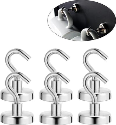 Magnetische Haakjes | Ophanghaken | 6 stuks | Grote Sterke Magnetische Haken - Krachtige Haak Magneet - Voor Koelkast, Verwarming, Garage, Whiteboards