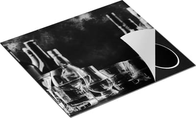 Chefcare Inductie Beschermer Glazen met Sterke Drank - Flessen - Zwart Wit - 60x50 cm - Afdekplaat Inductie - Kookplaat Beschermer - Inductie Mat