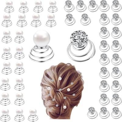 50x Kristallen Spiraal Haarspelden Bruid Strass Steentjes Zilveren Coil Haar Accessoires