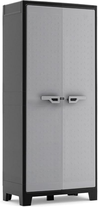 Thuys - kunststof kast, hoog 80 x 44 x 182 cm, incl. 4 legplanken met elk 30 kg draagkracht, voor binnen en buiten