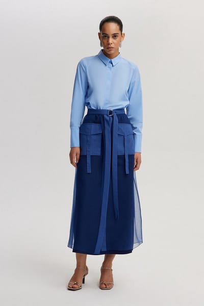 Touché Privé - Organza rok met zakdetail - Marine - Dames