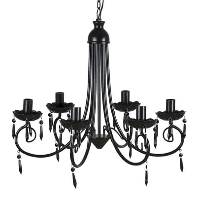 vidaXL - Plafondlamp - kroonluchter - 6 - lampjes - zwart