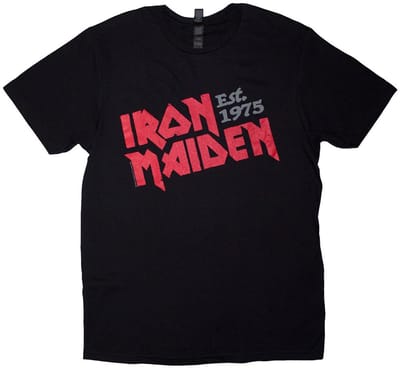 Iron Maiden - Est. 1975 Slanted Logo Heren T-shirt - M - Zwart