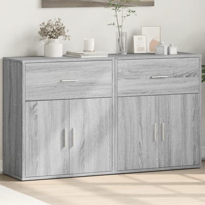 vidaXL - Dressoirs - 2 - st - 60x31x70 - cm - bewerkt - hout - grijs - sonoma - eikenkleur