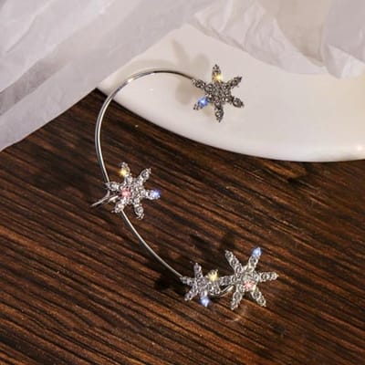 Glanzende Sneeuwvlok Zirkoon Oorclip Oorbellen Voor Vrouwen Nieuwe Mode 1 st Vlinder Niet-Piercing Oorhaak Feest Bruiloft Sieraden Cadeau