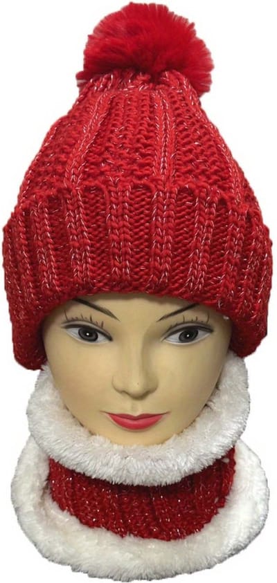 Livano Nekwarmer - Heren - Dames - Fleece - Motor - Bandana - Masker - Colsjaal - Winter - Sjaal - Gewatteerd - Set - Met Muts - Rood