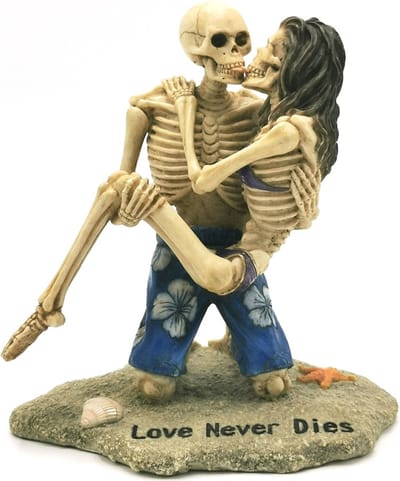 Veronese Design Beeld/figuur - Love Never Dies Skeletten Beeldje - grappig - veel details - handbeschilderd - (hxbxd) ca. 14,5cm x 13,5cm x 10,5cm