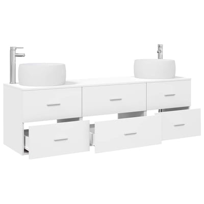 vidaXL - Badkamermeubel - Set - 3 - st - Wit - 49,5 - x - 44,5 - x - 66 - cm - Bewerkt - hout
