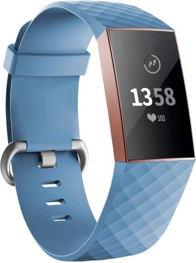New Age Devi - Bandje geschikt voor Fitbit charge 3 sport wafel band - blauw - ML
