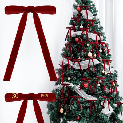Dailygoods - 30 Stuks Vintage Fluwelen Strikken voor Kerstdecoratie