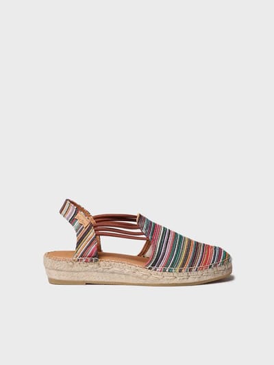 Platte espadrilles voor dames met veelkleurige strepen | NOA-BO