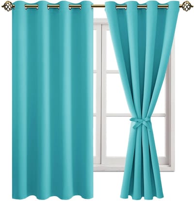 Dailygoods - Dailygoody - Verduisterende gordijnen - Slaapkamer en woonkamer - Turquoise - Inspringringen - 2 stuks 175 x 140 cm