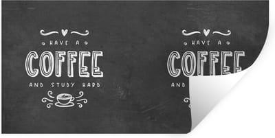 Muurstickers - Sticker Folie - Koffie - Study - Studentenleven - Quotes - 40x20 cm - Plakfolie - Muurstickers Kinderkamer - Zelfklevend Behang - Zelfklevend behangpapier - Stickerfolie