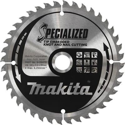 Makita B-09519 Cirkelzaagblad Hout (noest/spijker) | Embedded Tip | 235 x 30 mm | 48-tands