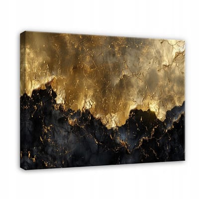 WALLARENA - Canvas schilderij - 100x70 cm - abstract goud zwart modern voor slaapkamer